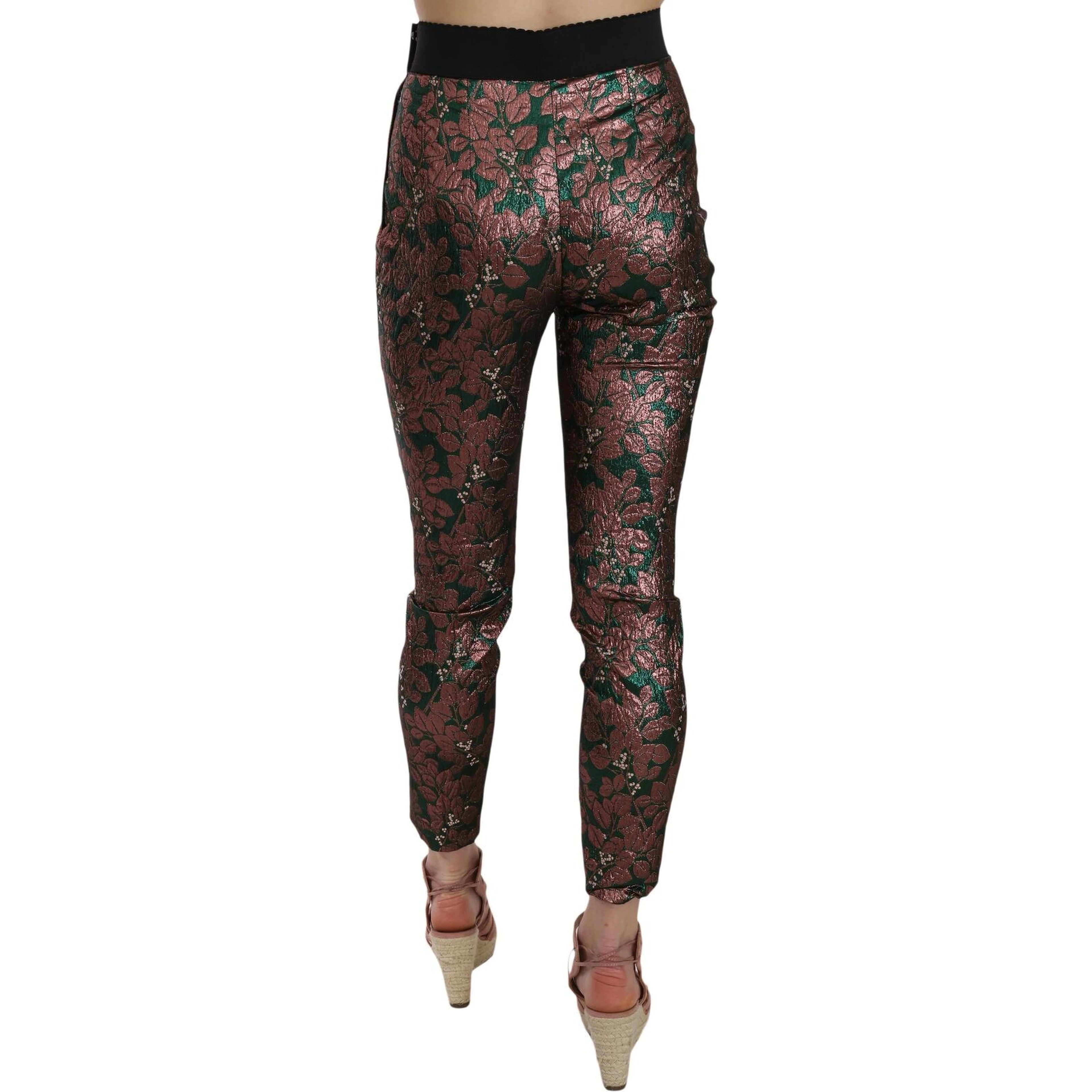 Multicolor Iridescent Brocade Jacquard Trousers Crop Pants