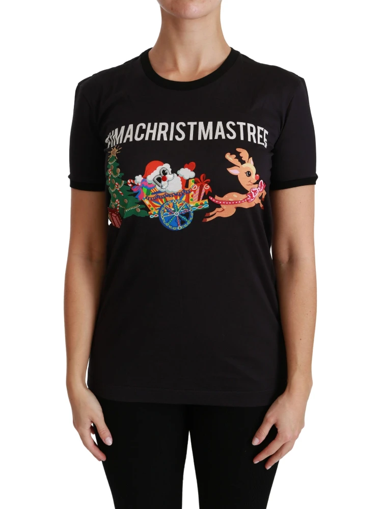 Black #ImAChristmasTree Crewneck Top T-shirt