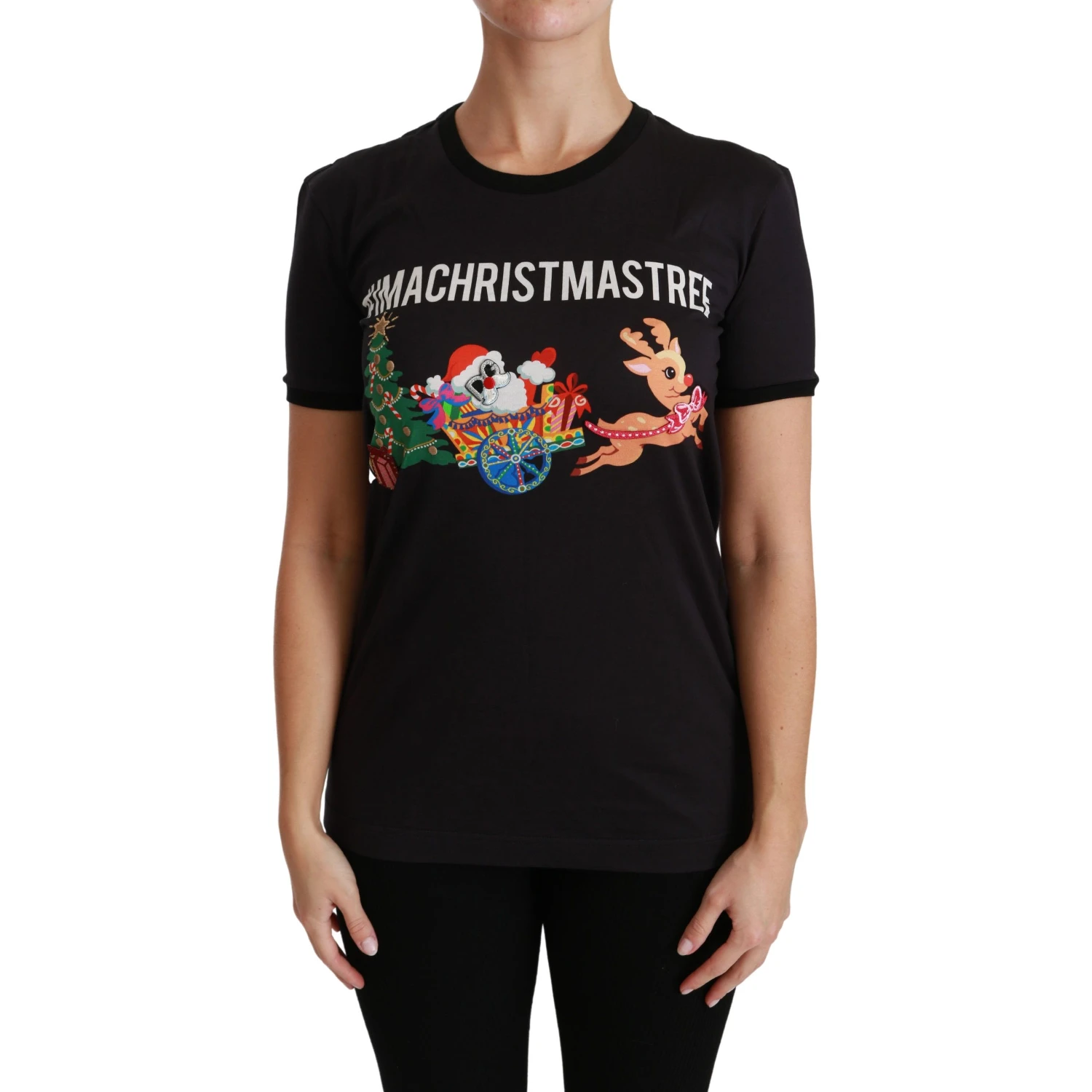 Black #ImAChristmasTree Crewneck Top T-shirt