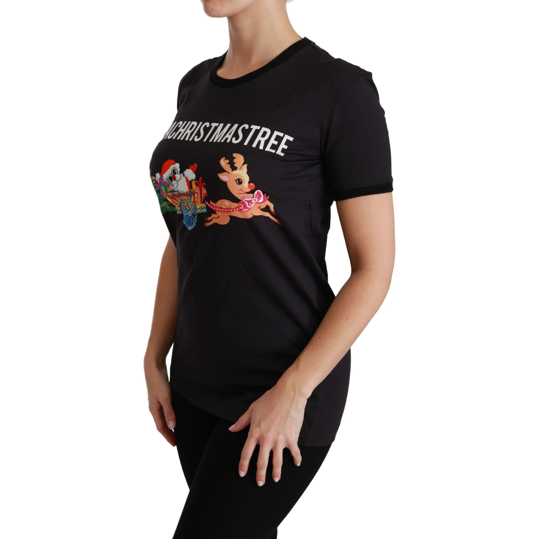 Black #ImAChristmasTree Crewneck Top T-shirt