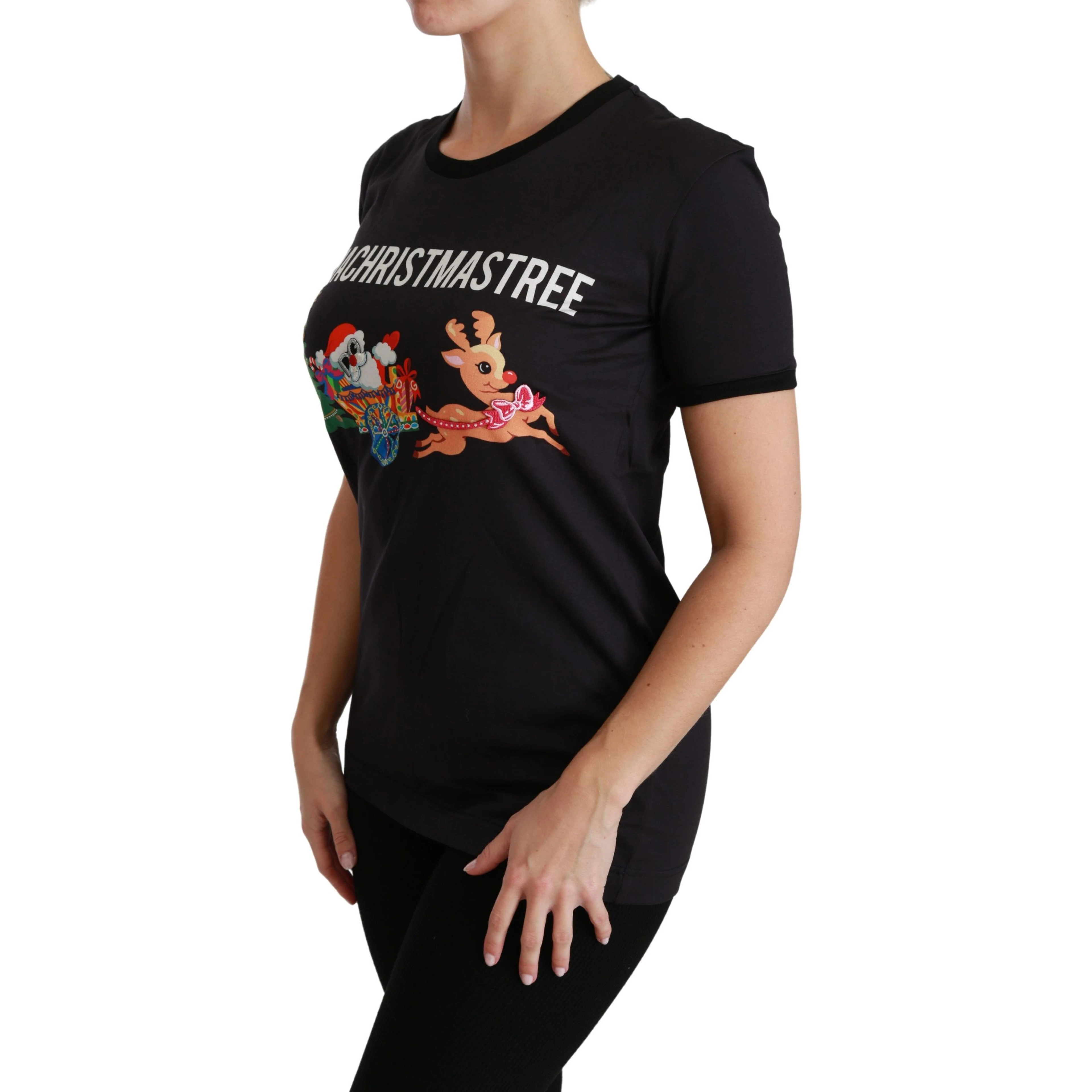 Black #ImAChristmasTree Crewneck Top T-shirt