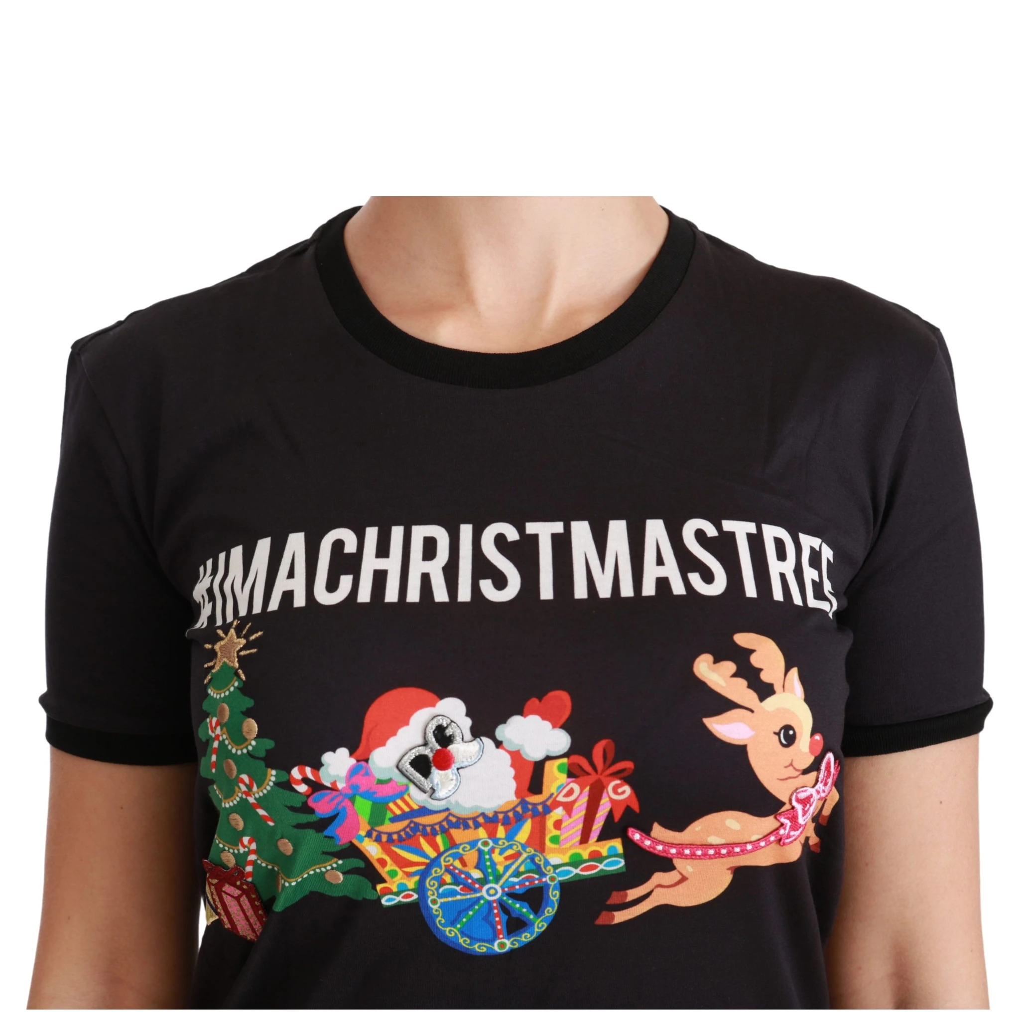 Black #ImAChristmasTree Crewneck Top T-shirt