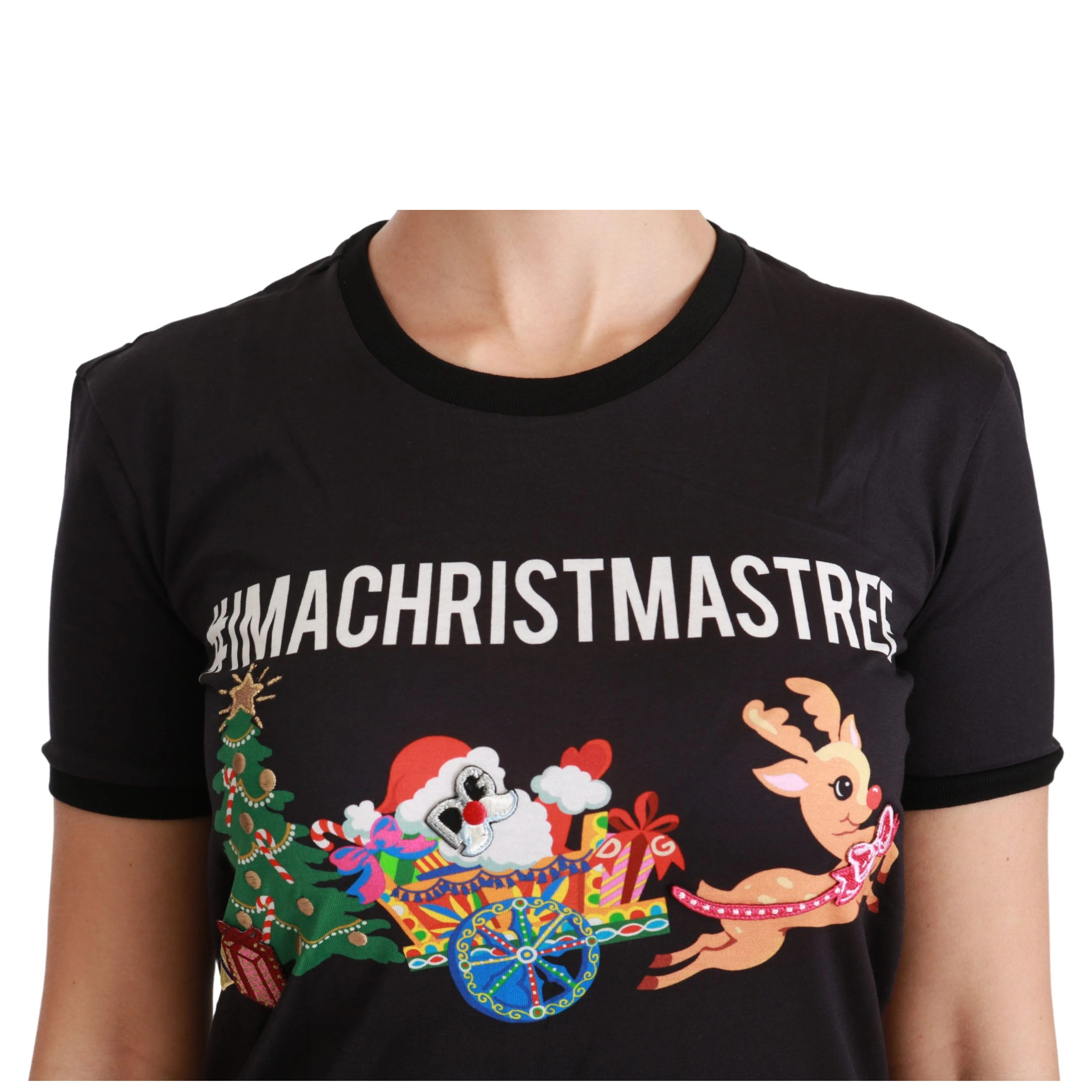 Black #ImAChristmasTree Crewneck Top T-shirt