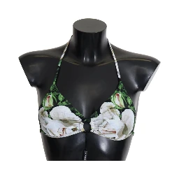 Multicolor Floral Print Halter Swimwear Bikini Top