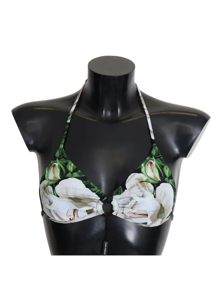 Multicolor Floral Print Halter Swimwear Bikini Top