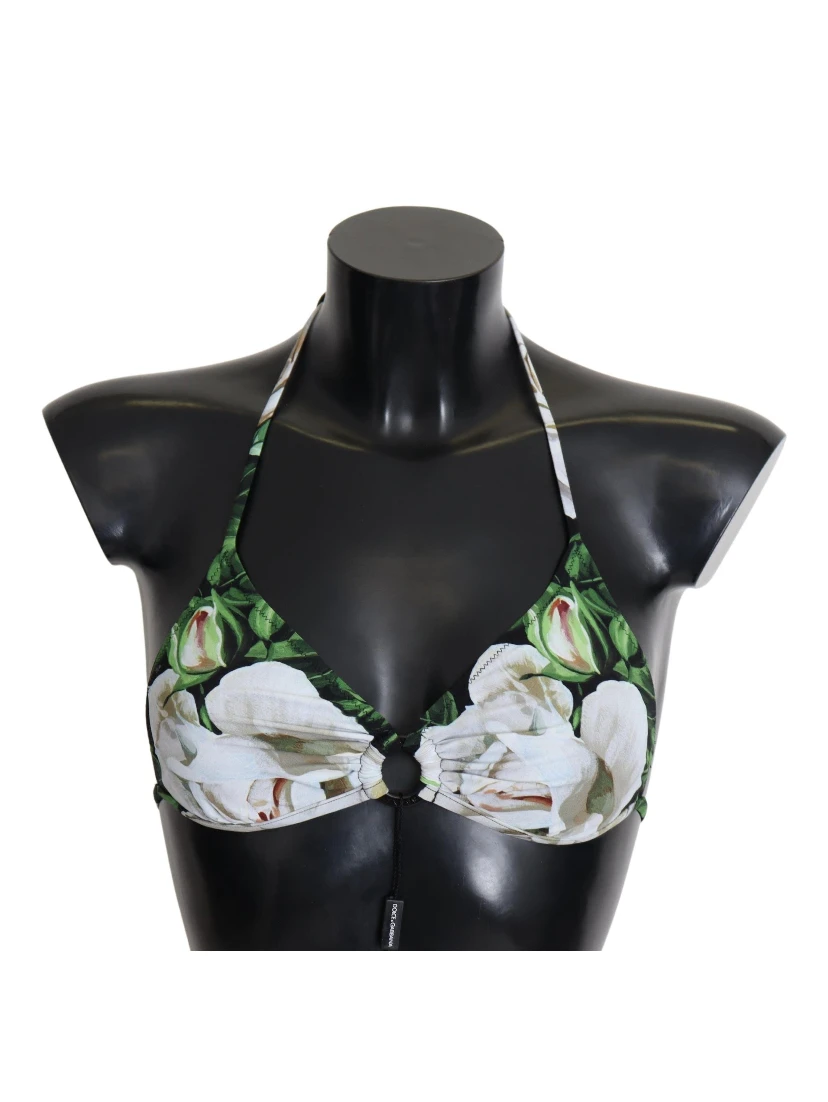 Multicolor Floral Print Halter Swimwear Bikini Top