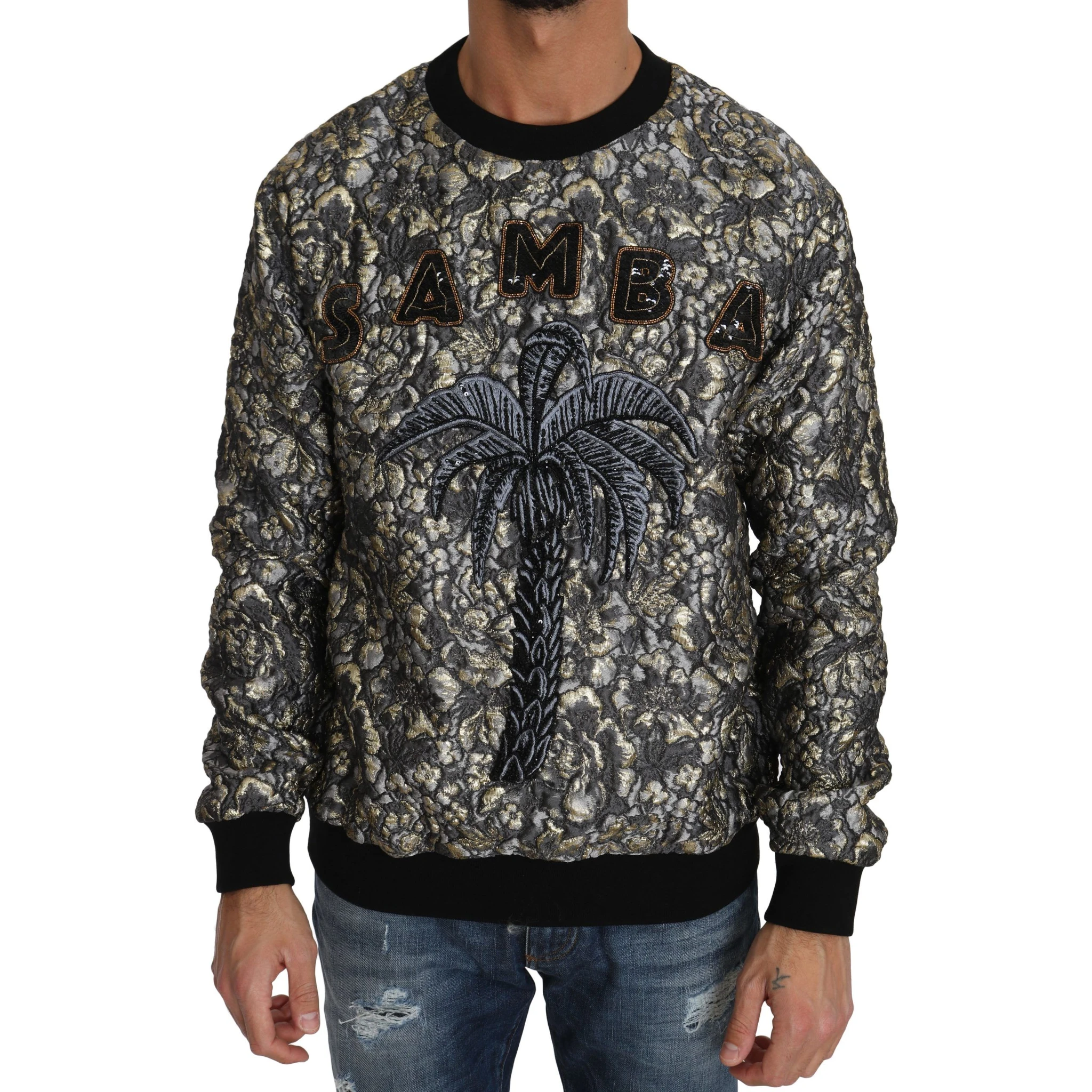 Multicolor SAMBA Jacquard Palmtree Pullover Sweater