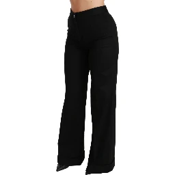 Black Wide Leg Flared Trouser Cashmere Pants