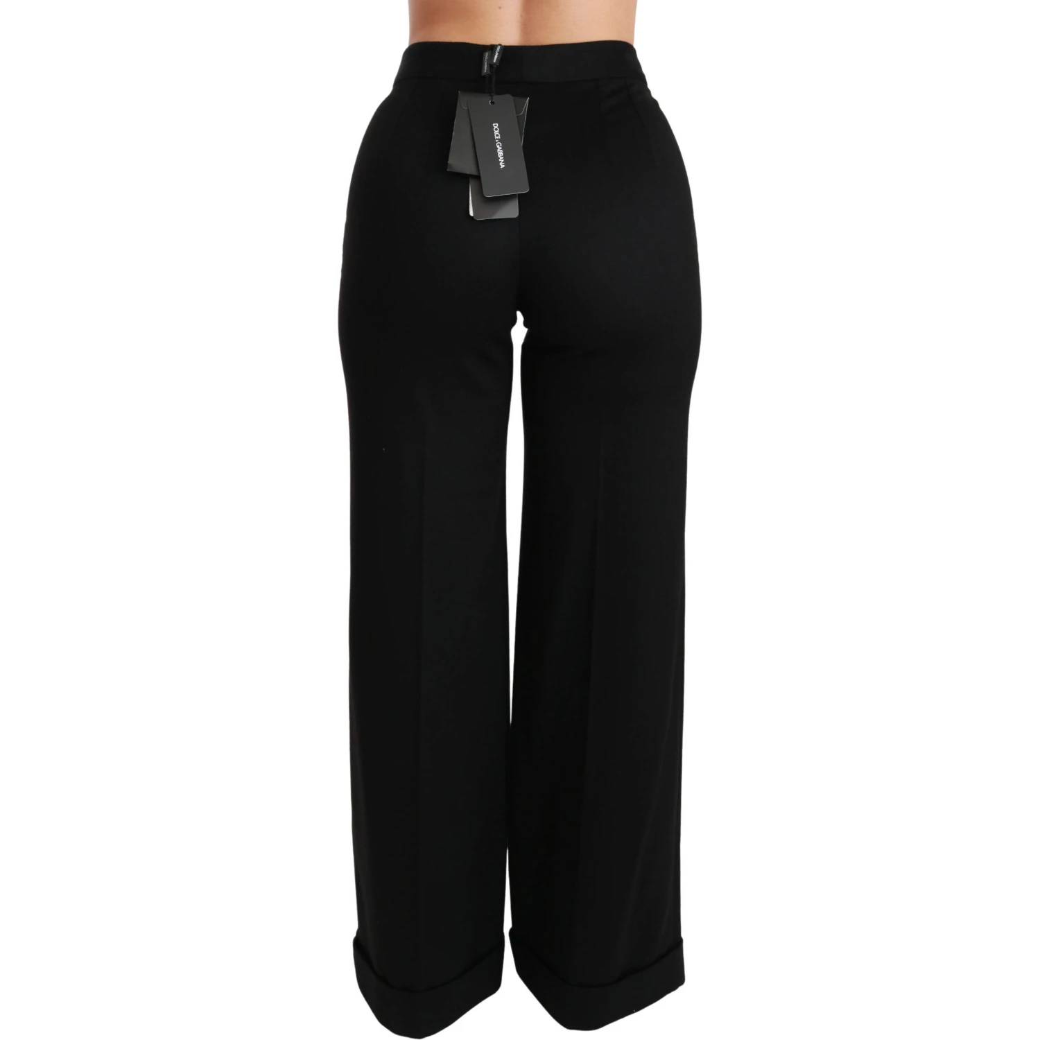 Black Wide Leg Flared Trouser Cashmere Pants
