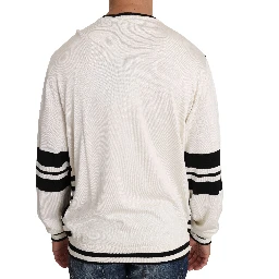 White Jazz Sequined Guitar Pullover Top Sweater