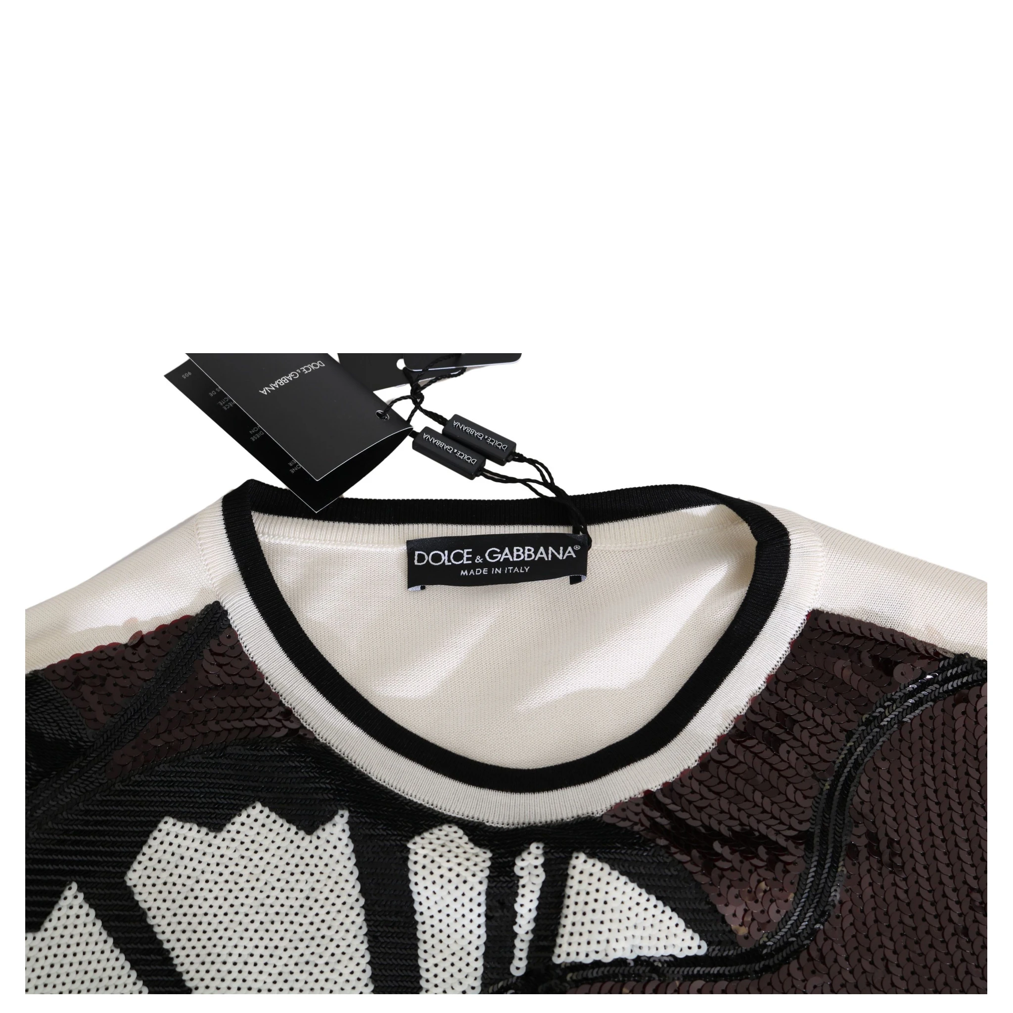 White Jazz Sequined Guitar Pullover Top Sweater