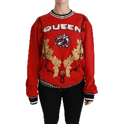 Red Queen Sequined Love Pullover Sweater