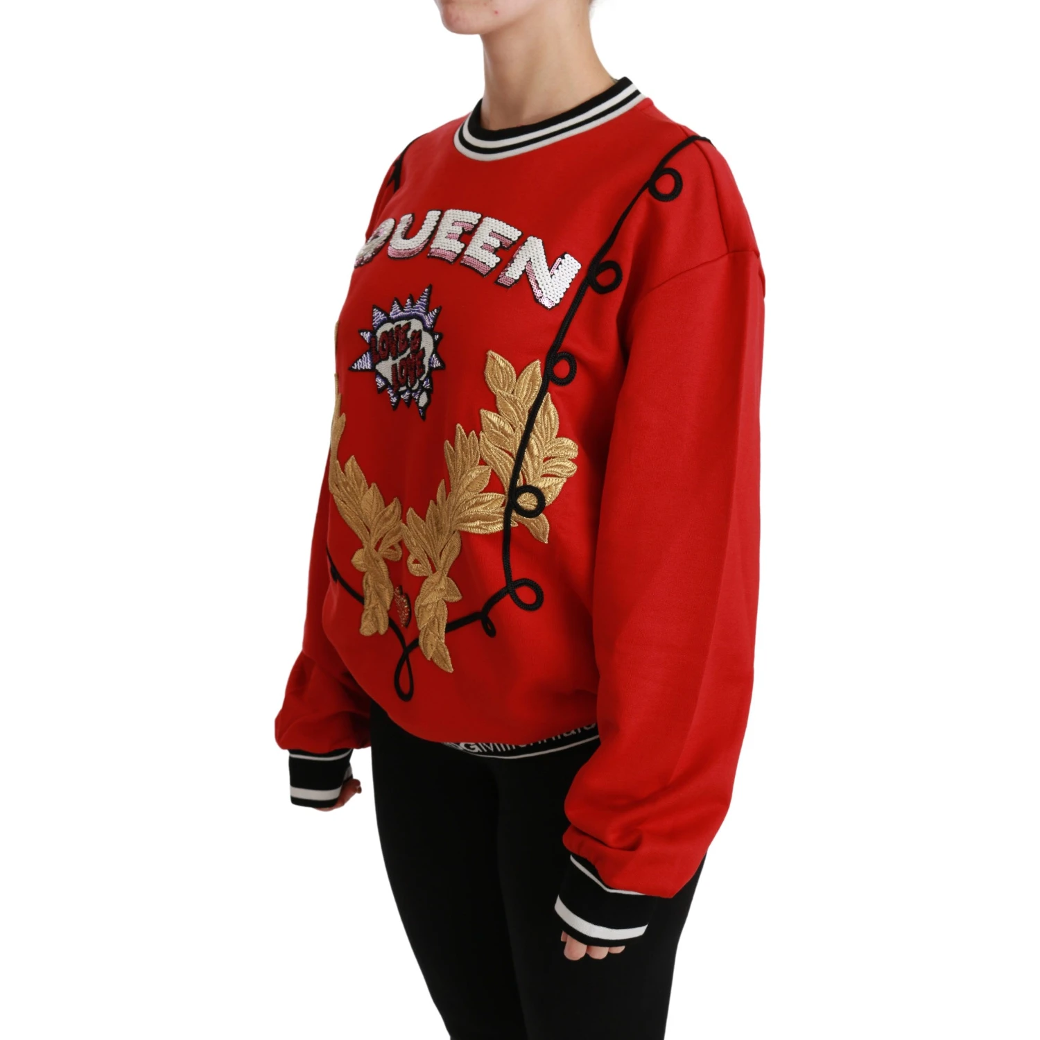 Red Queen Sequined Love Pullover Sweater
