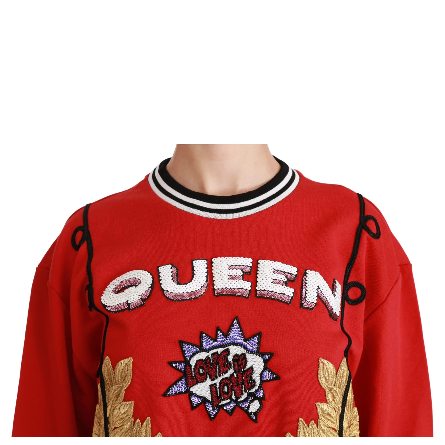 Red Queen Sequined Love Pullover Sweater