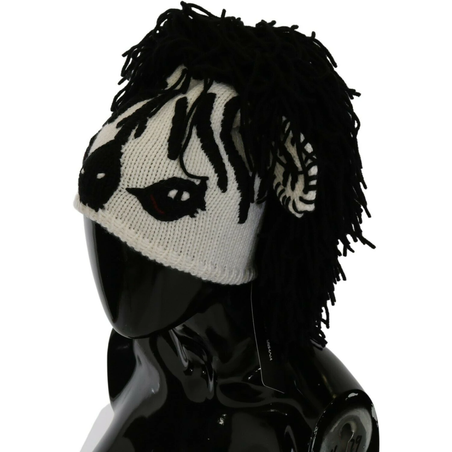 Black White Knitted Cashmere Animal Design Hat