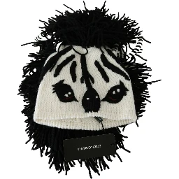 Black White Knitted Cashmere Animal Design Hat