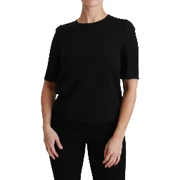 Black Short Sleeve Casual Top Stretch Blouse
