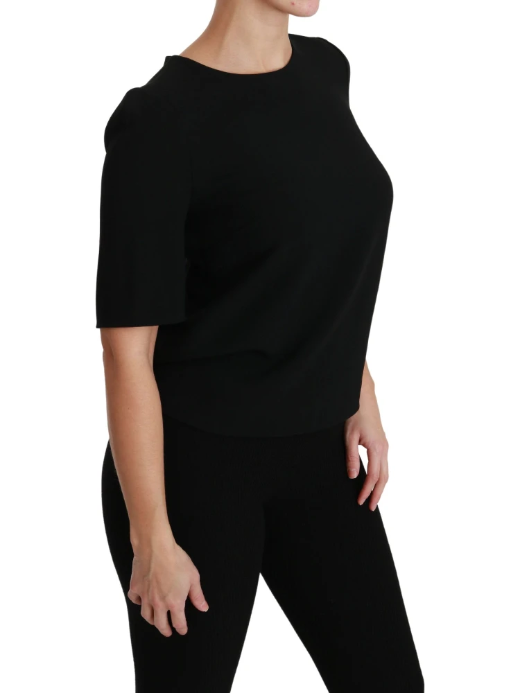 Black Short Sleeve Casual Top Stretch Blouse alternative