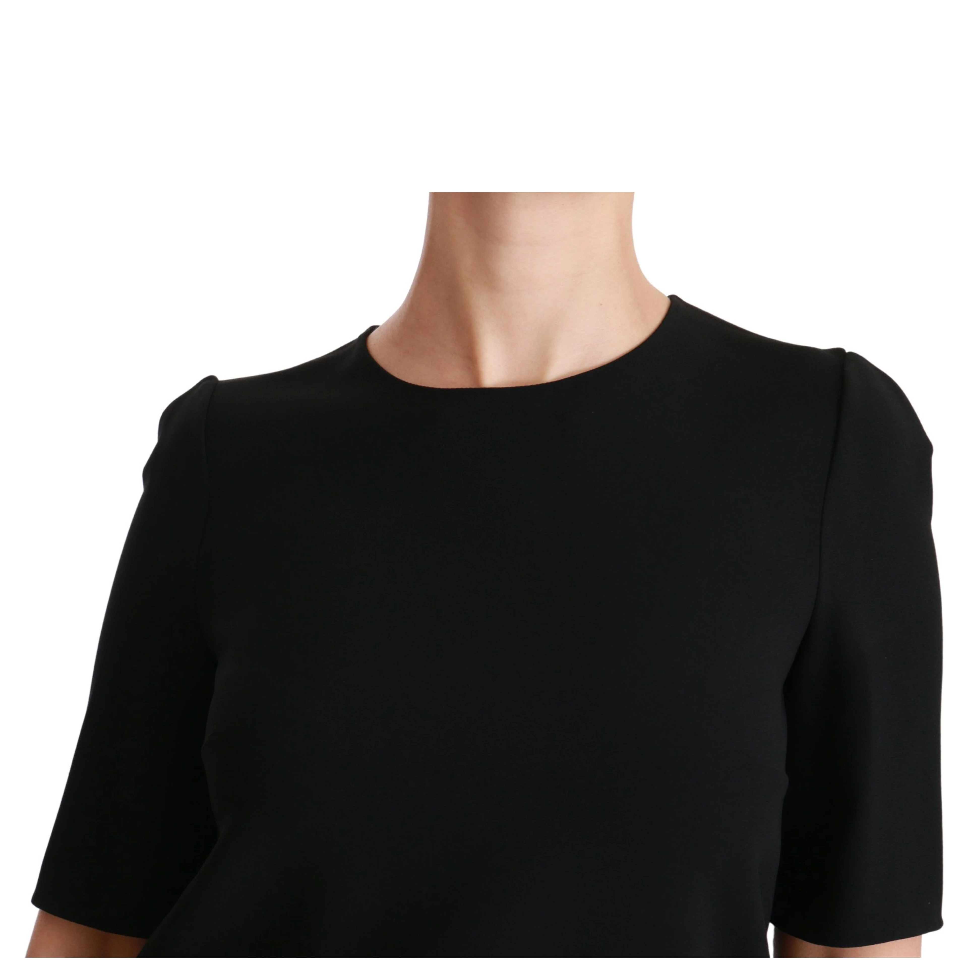 Black Short Sleeve Casual Top Stretch Blouse