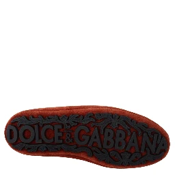 Orange Leather Crystal Crown  Loafers Shoes