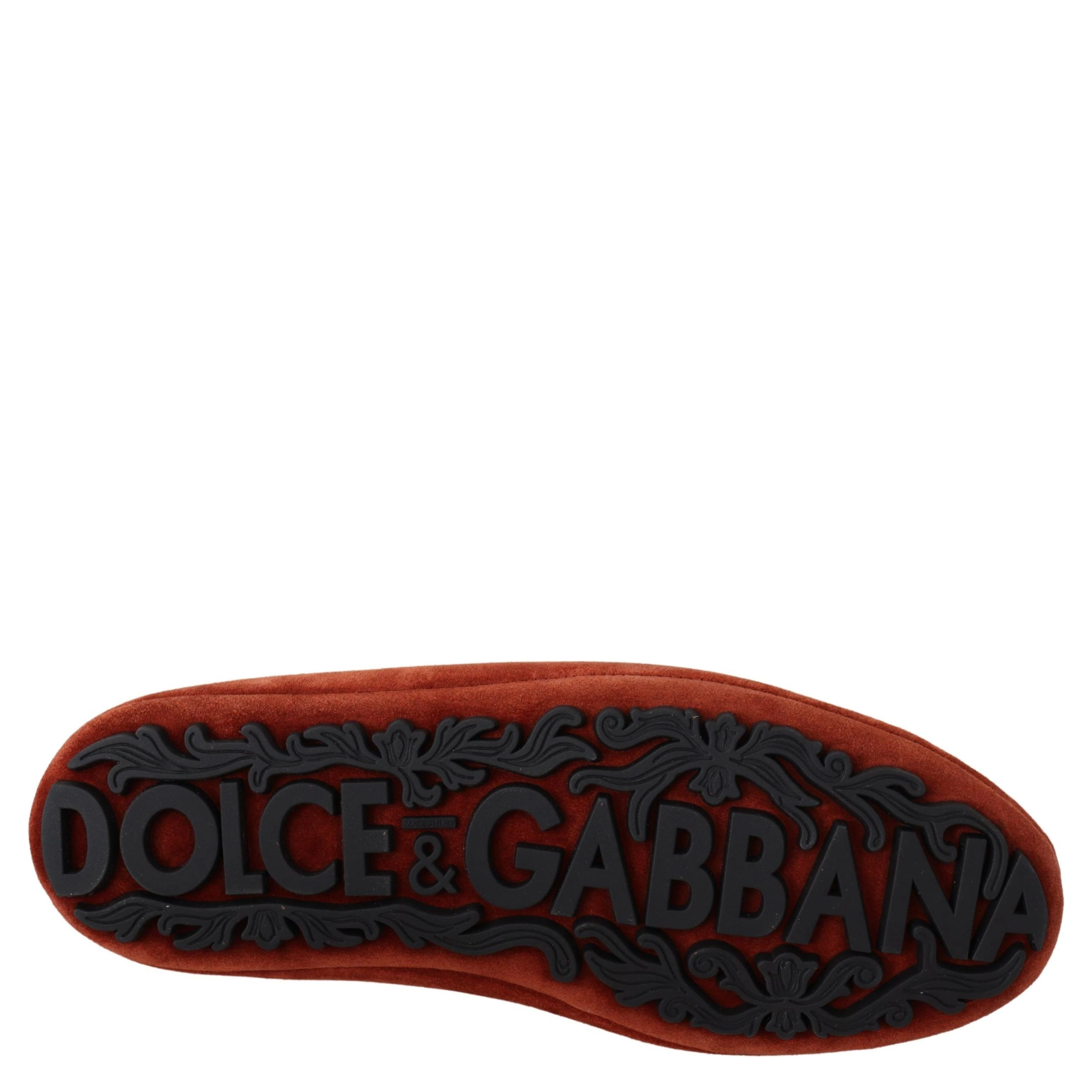 Orange Leather Crystal Crown Loafers Shoes