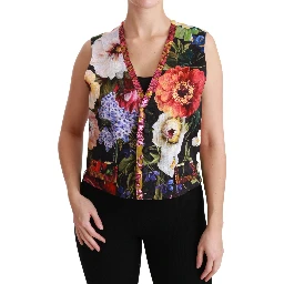 Multicolor Floral Sleeveless Waistcoat Top Vest