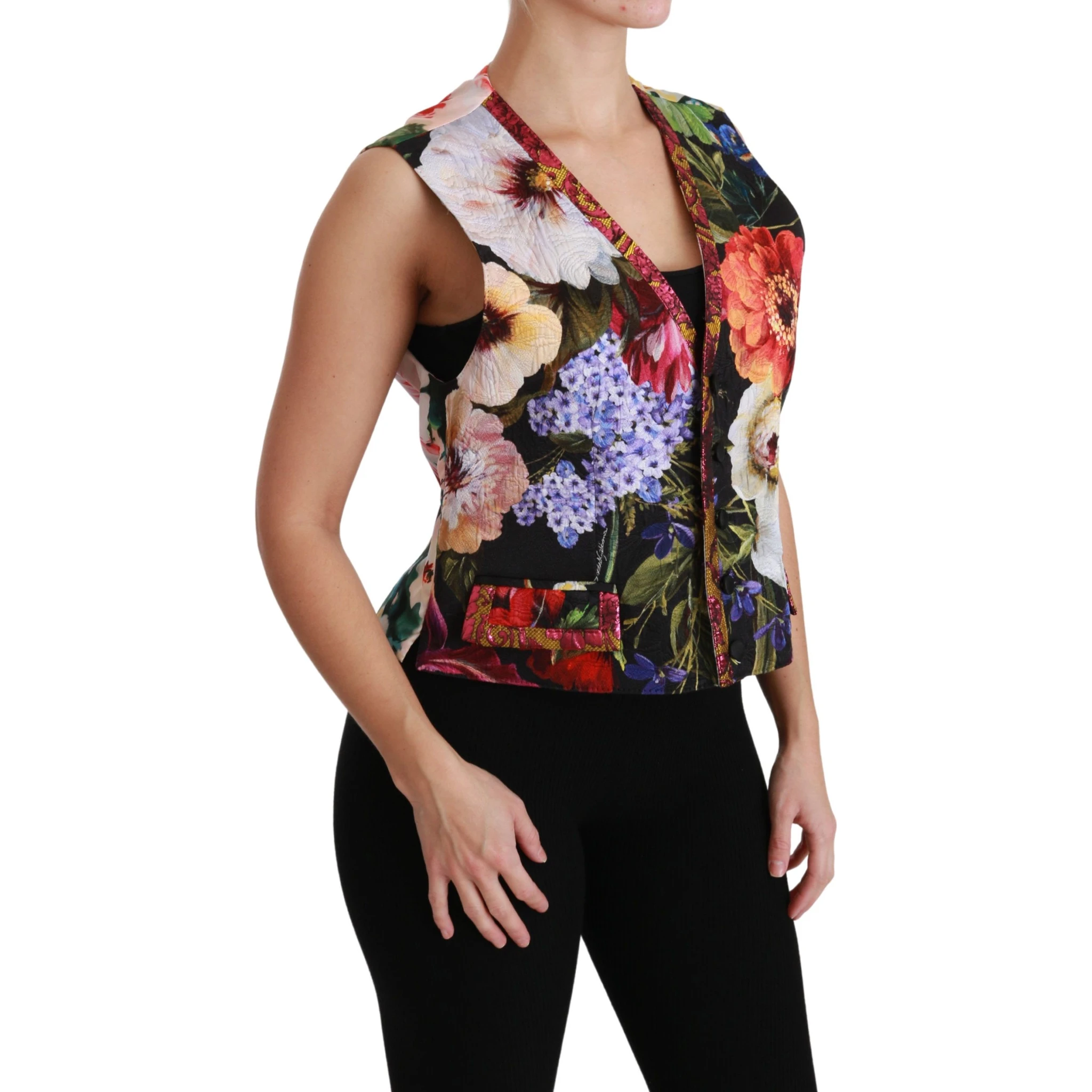 Multicolor Floral Sleeveless Waistcoat Top Vest
