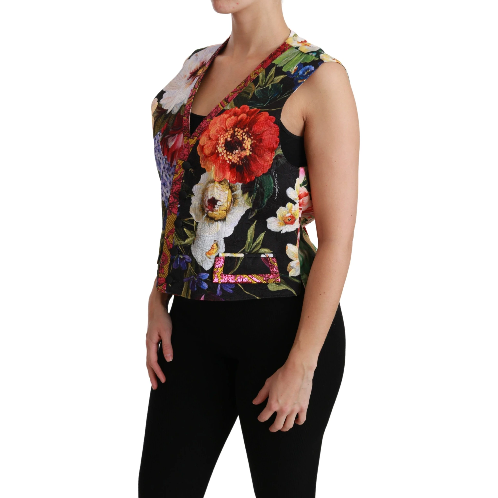 Multicolor Floral Sleeveless Waistcoat Top Vest