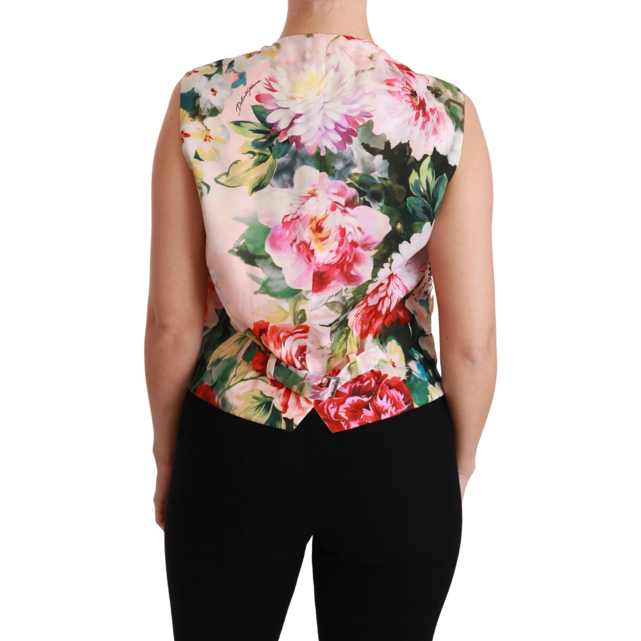 Multicolor Floral Sleeveless Waistcoat Top Vest