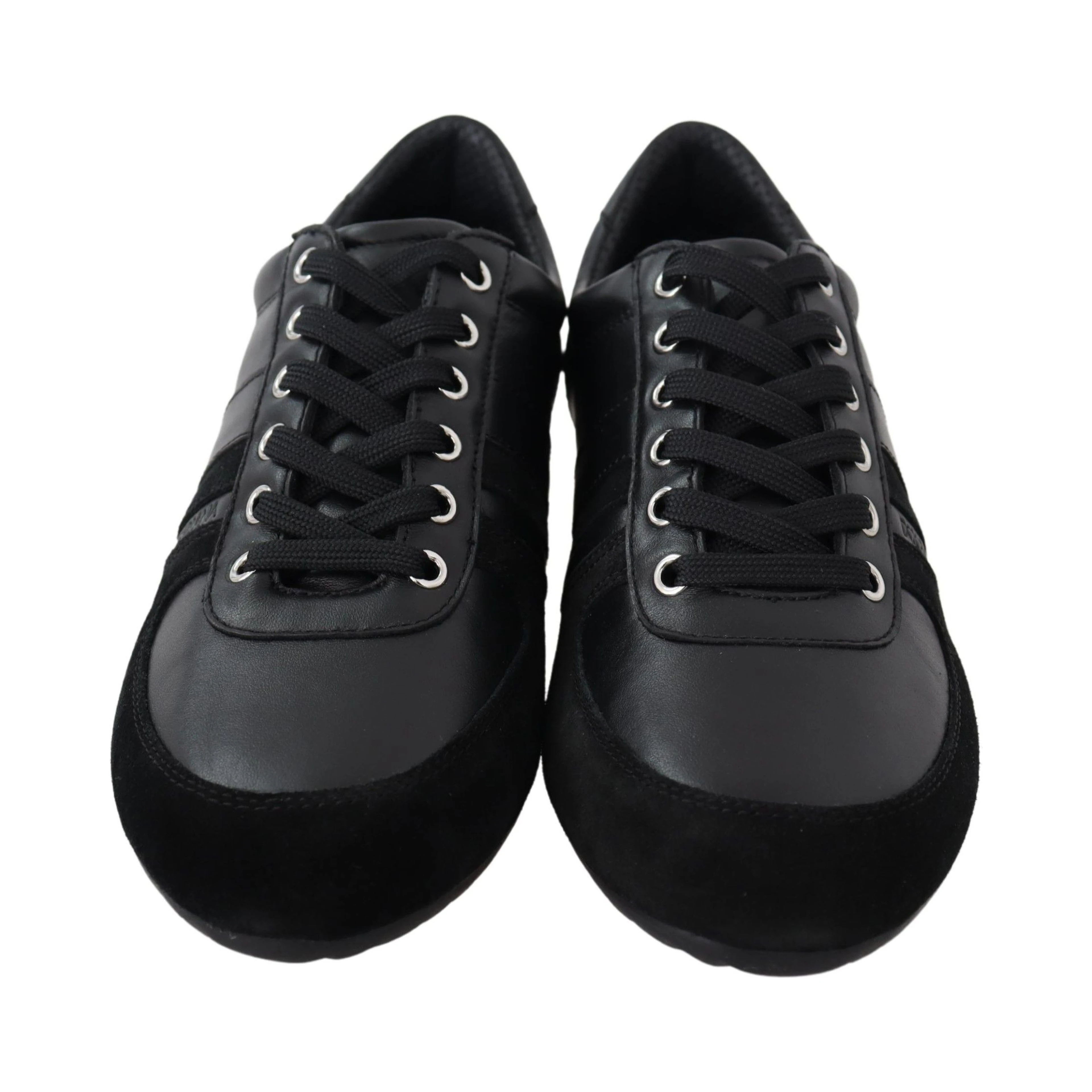 Black Logo Leather Casual Sneakers Shoes