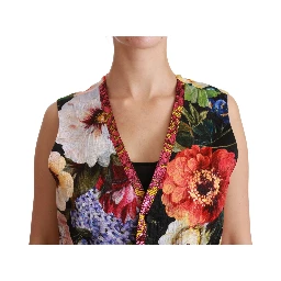 Multicolor Floral Sleeveless Waistcoat Top Vest