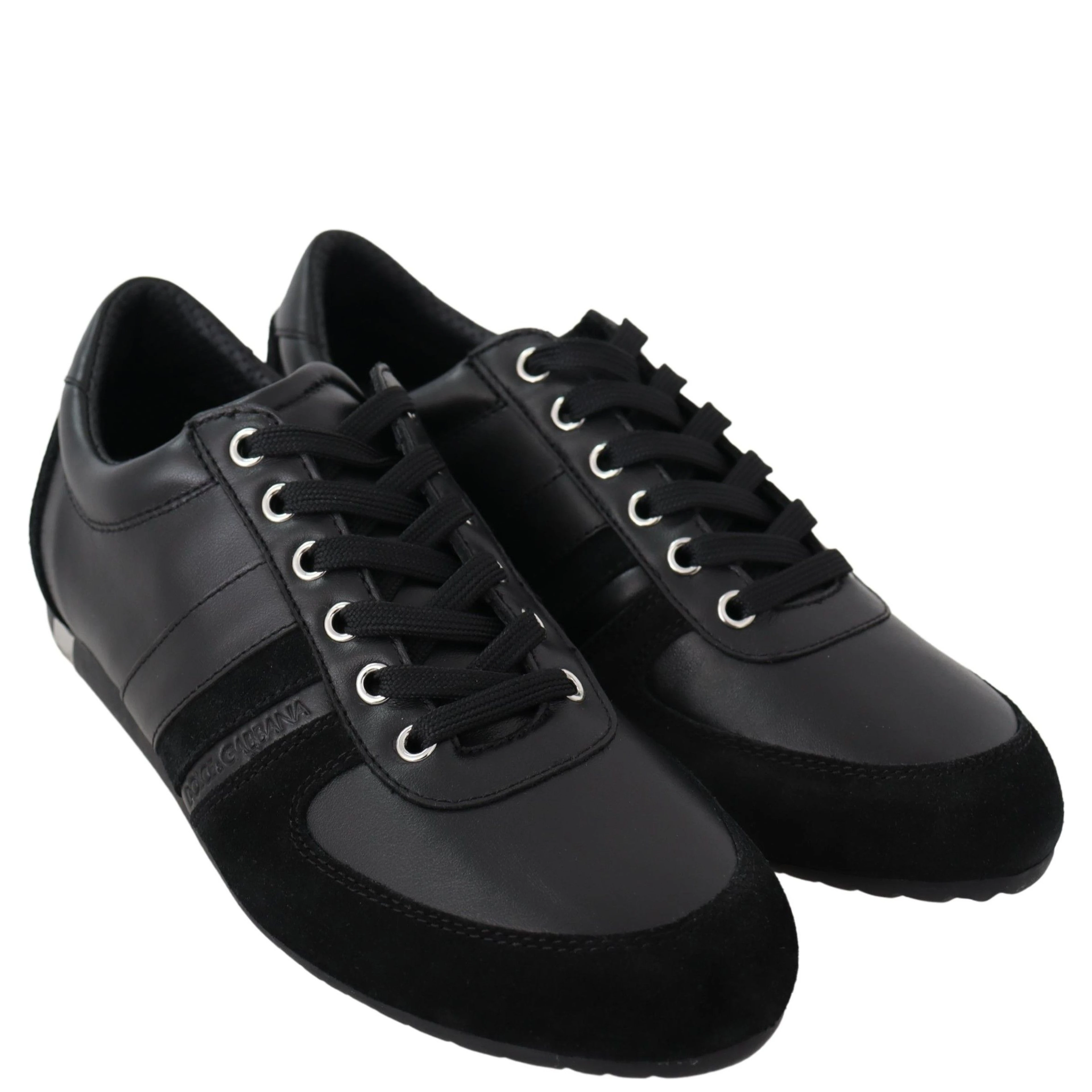 Black Logo Leather Casual Sneakers Shoes