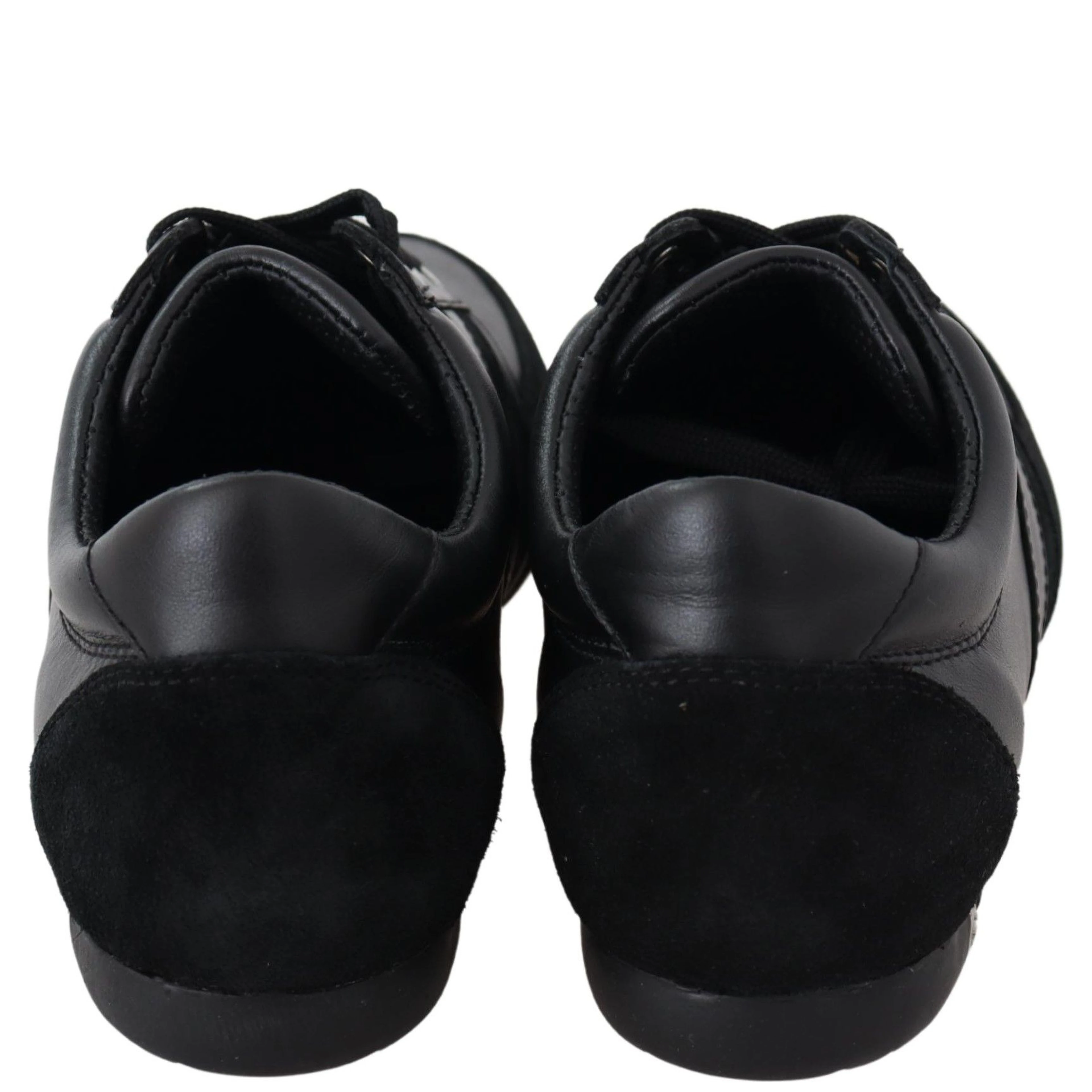 Black Logo Leather Casual Sneakers Shoes