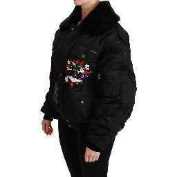 Black Queen Crown Sequined Bomber Jacket