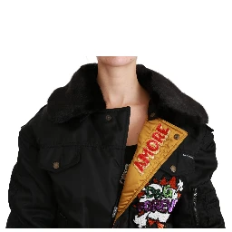 Black Queen Crown Sequined Bomber Jacket