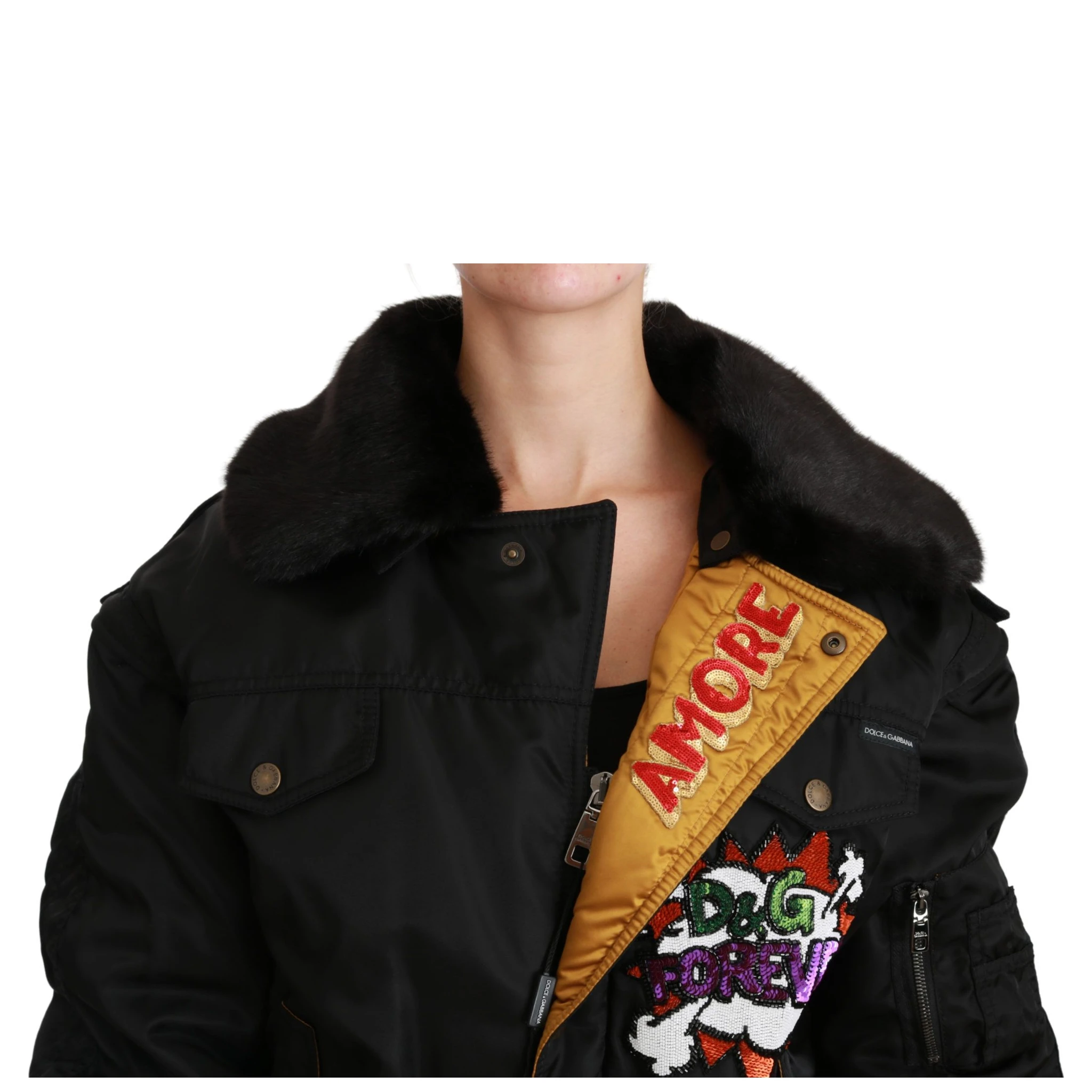 Black Queen Crown Sequined Bomber Jacket