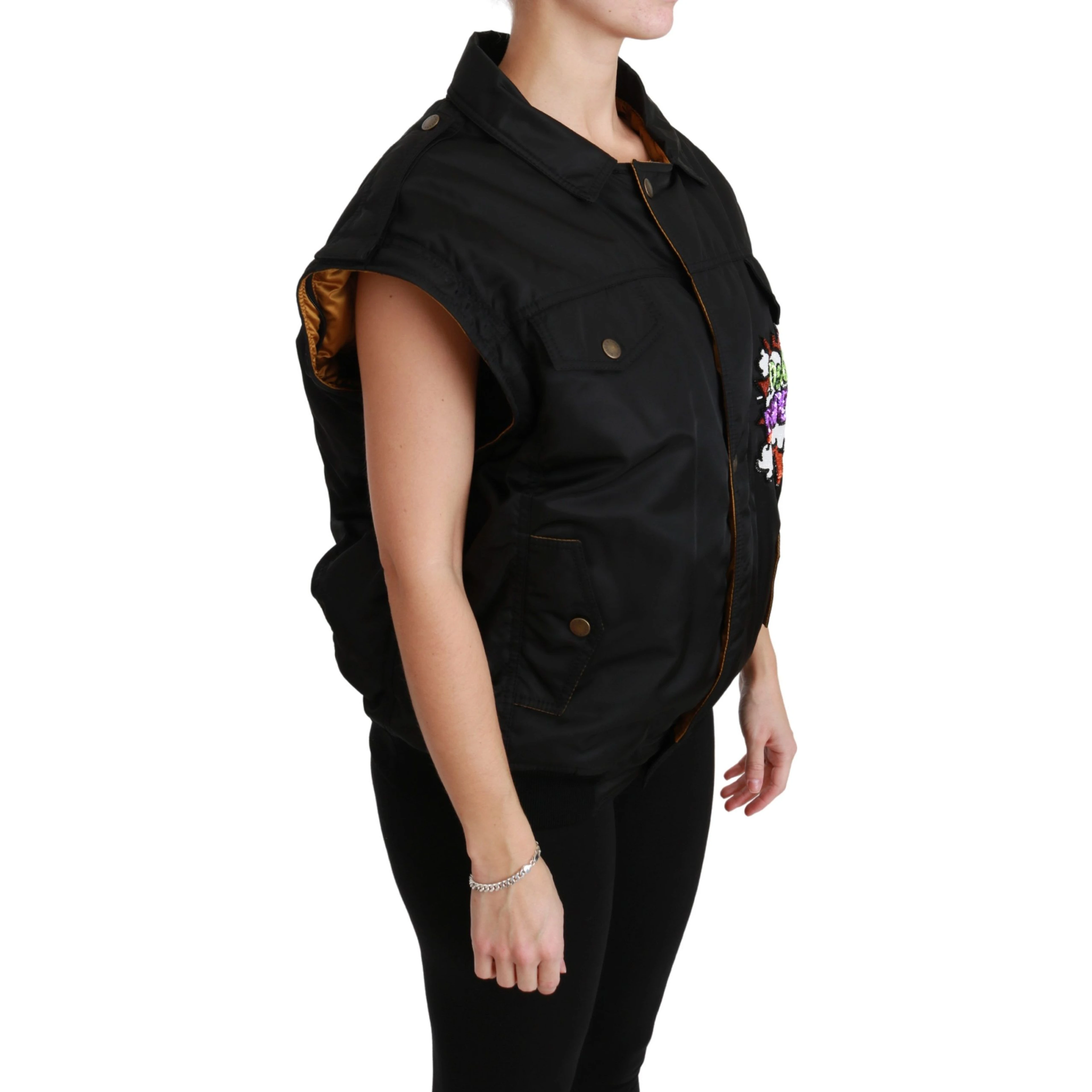 Black Queen Crown Sequined Bomber Jacket