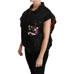 Black Queen Crown Sequined Bomber Jacket