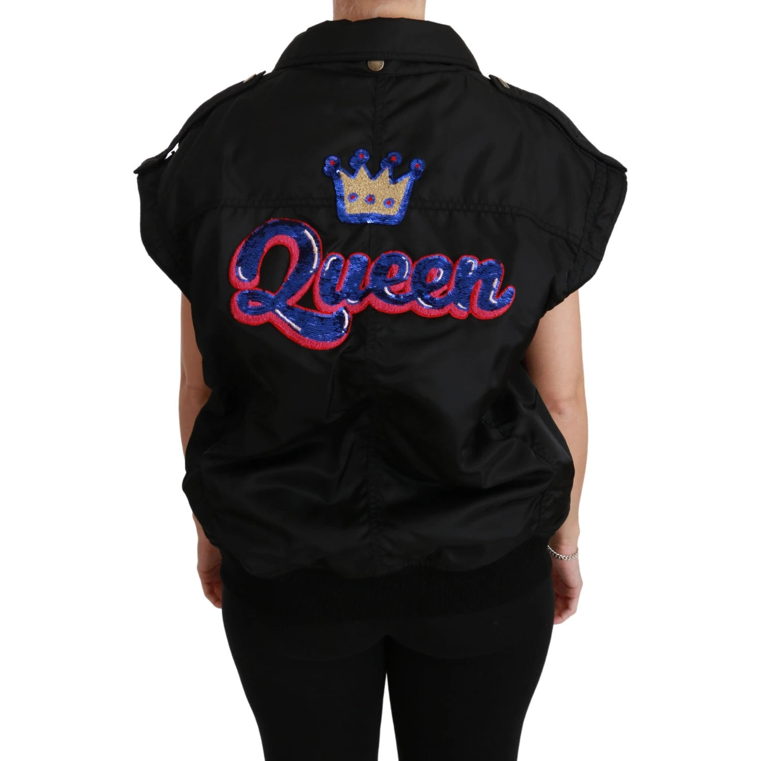 Black Queen Crown Sequined Bomber Jacket
