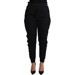 Black Polyester Neoprene Jogger Trouser Pants