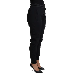 Black Polyester Neoprene Jogger Trouser Pants