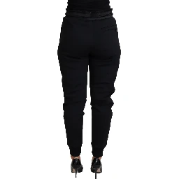 Black Polyester Neoprene Jogger Trouser Pants