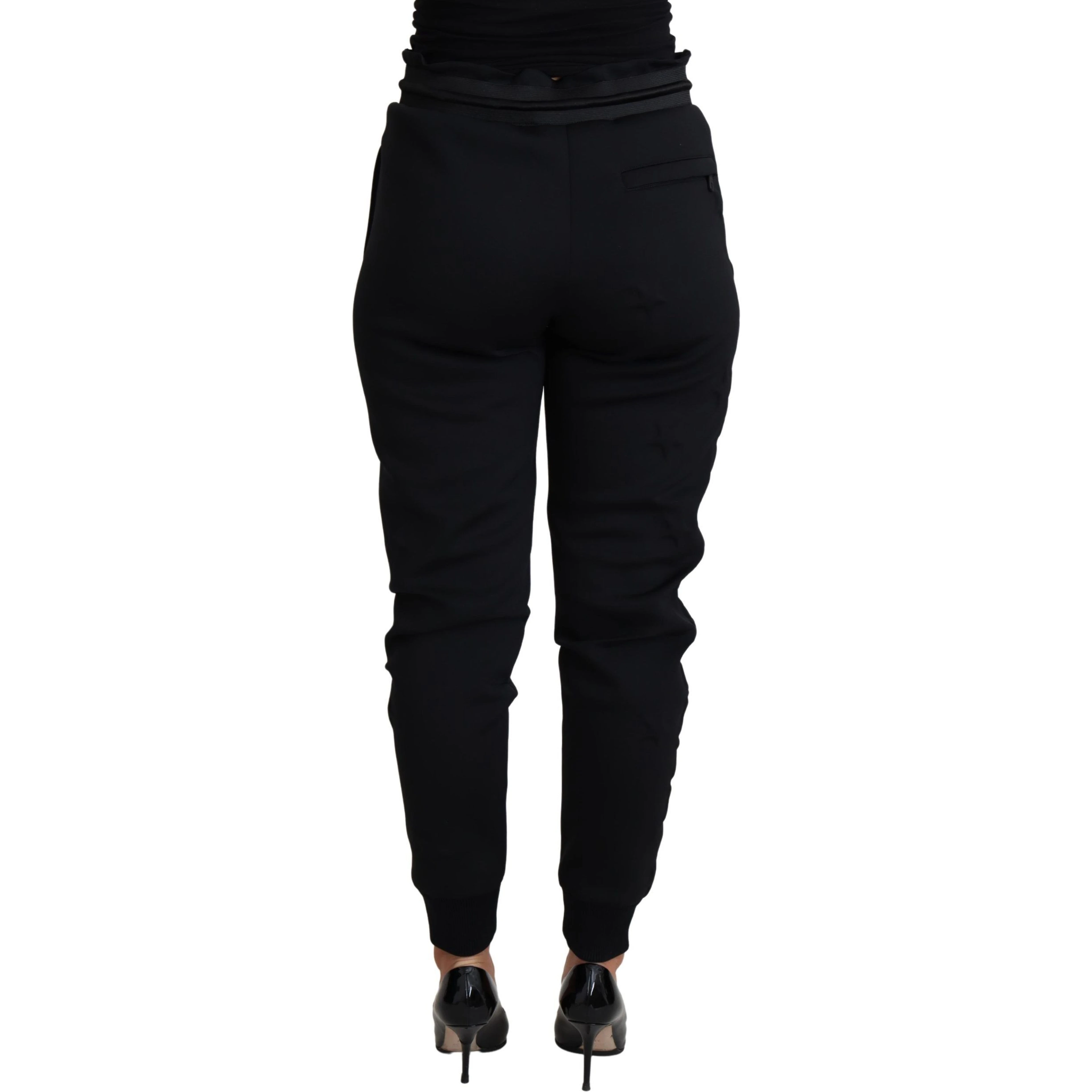 Black Polyester Neoprene Jogger Trouser Pants