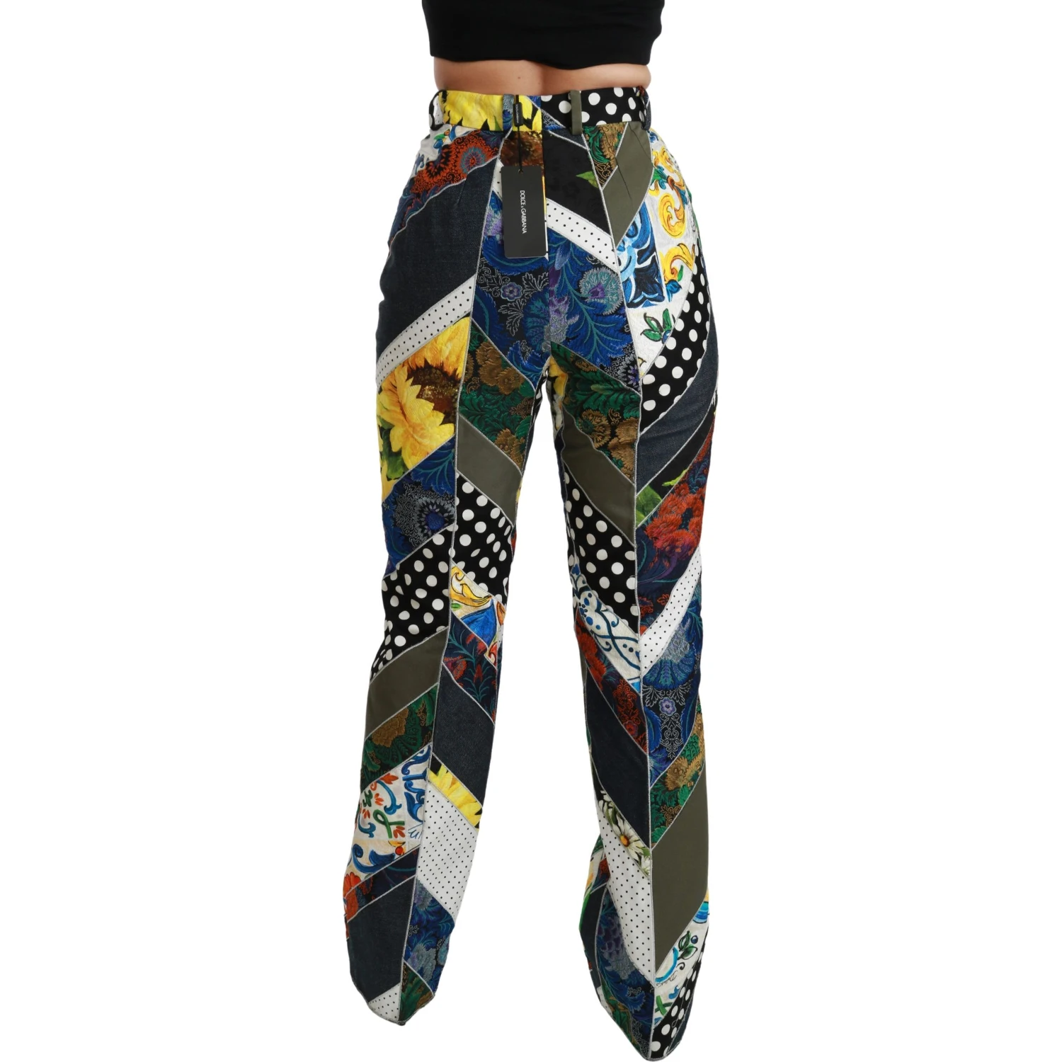Multicolor Print High Waist Straight Pants