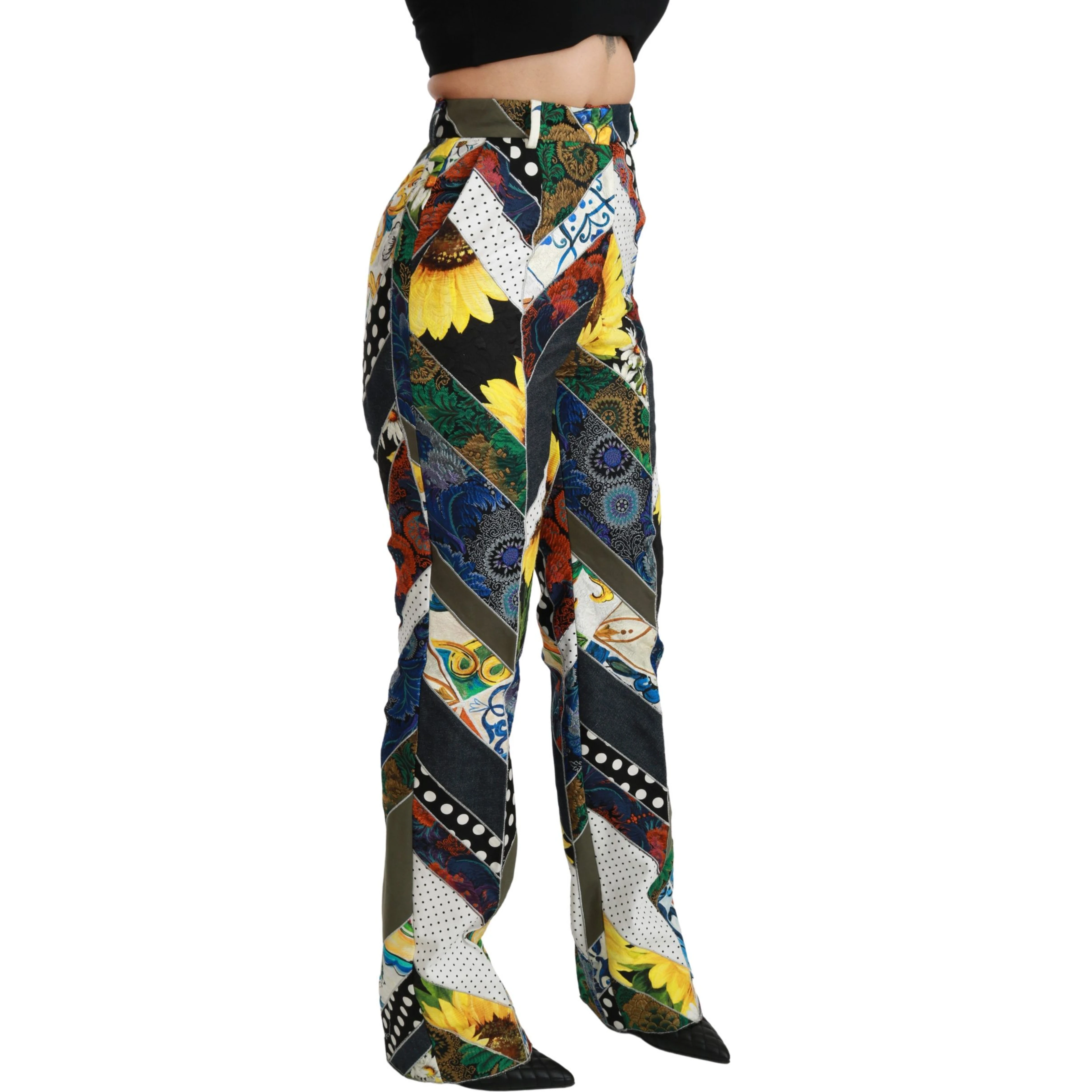 Multicolor Print High Waist Straight Pants