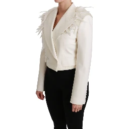 White Double Breasted Coat Wool Jacket