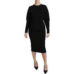 Black Bodycon Sheath Midi Stretch Dress
