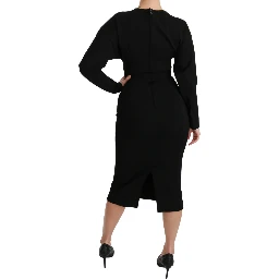 Black Bodycon Sheath Midi Stretch Dress