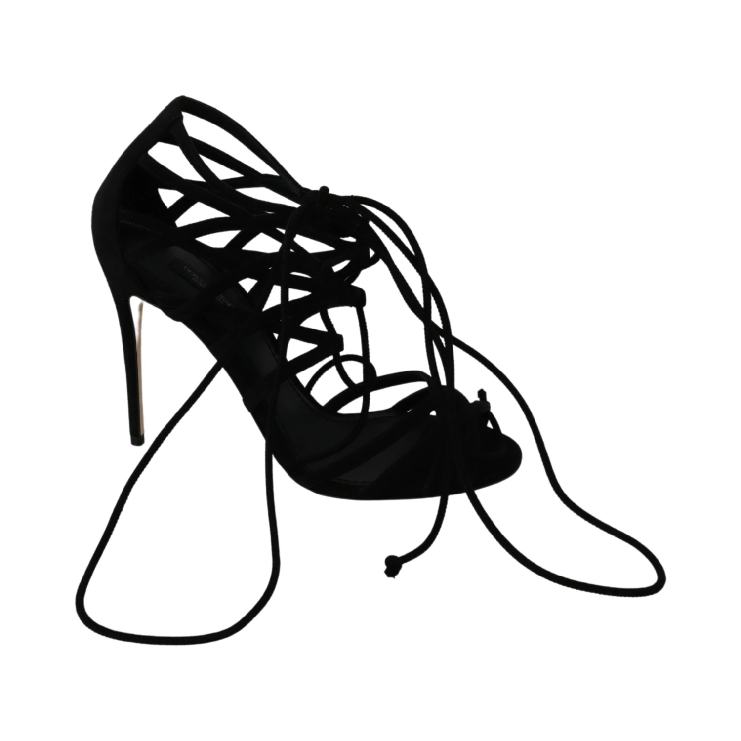 Black Suede Strap Stilettos Shoes Sandals