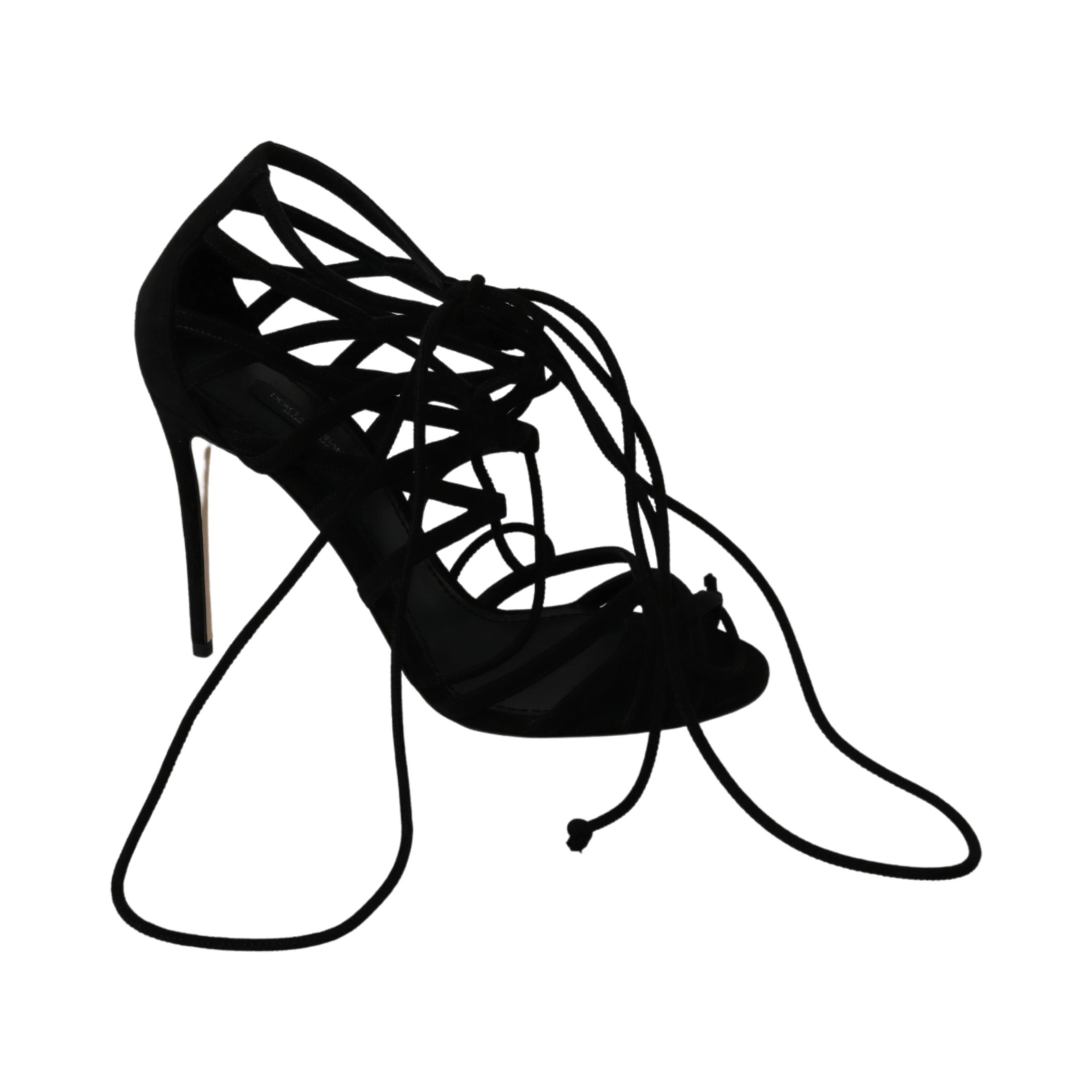 Black Suede Strap Stilettos Shoes Sandals